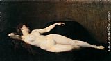 Jean-Jacques Henner Donna sul divano nero painting